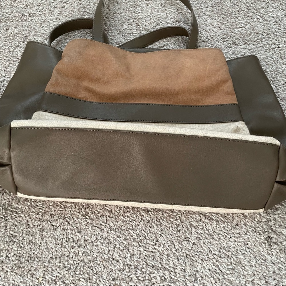 Splendid Large Leather Satchel Bag w/dust cloth Tan & Cream *flaws* - Picture 6 of 16